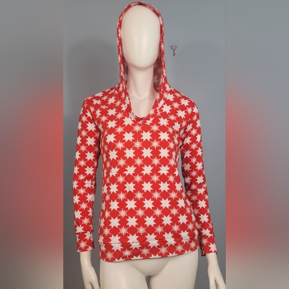 Anna Kay Fashions lightweight hoodie red with white stars size Medium - Picture 3 of 14